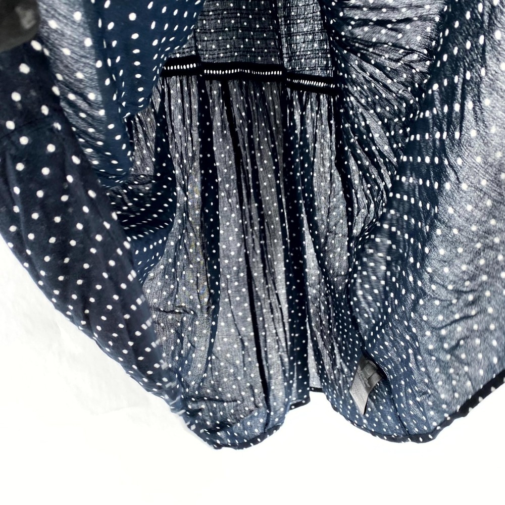Anthropologie Shirt Dress Women L Navy Layla Lightweight Polka Dot Button - Picture 6 of 13
